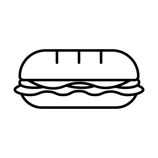 在白色背景上隔離的卡通三明治圖示 - baguette 幅插畫檔、美工圖案、卡通及圖標