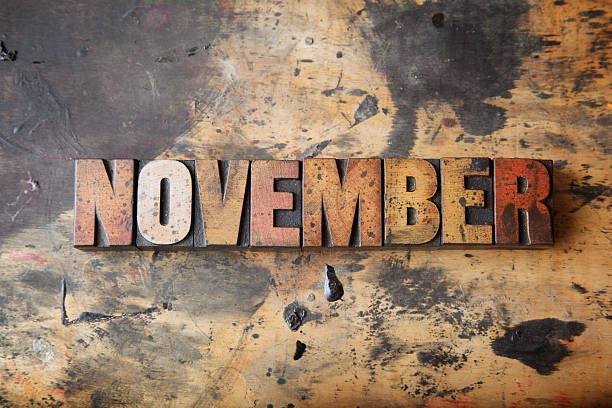 November...  typescript print letterpress block stock pictures, royalty-free photos & images