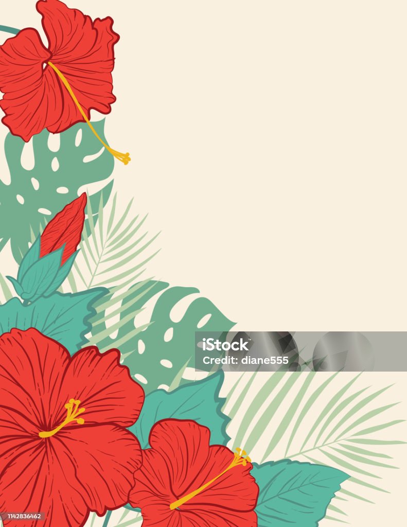 Aloha Hawaiian Party Invitation With Hibiscus Flowers Stock Illustration -  Download Image Now - iStock