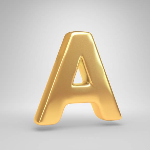istock 3D letter A uppercase. Shiny golden font isolated on white background 1142838977