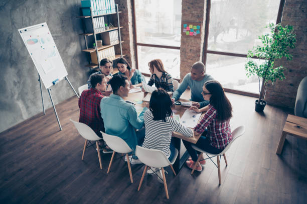 istock Picture of intelligent girl college experts analyzing solving education problems development strategy communicating coworking wearing casual shirts sitting indoors in comfort office 1142840293