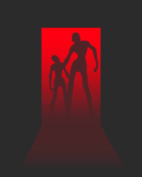 istock Zombie comes into the house through the open door 1142844872