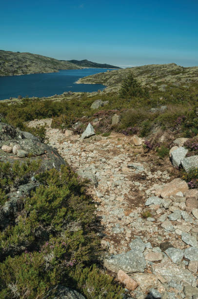 istock Trail over rocky terrain and lake on highlands 1142847363