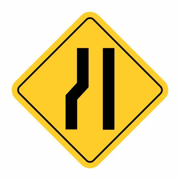 Vector illustration of Narrow road sign