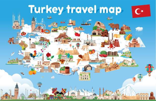 karikaturenkarte von turkey - sivas stock-grafiken, -clipart, -cartoons und -symbole