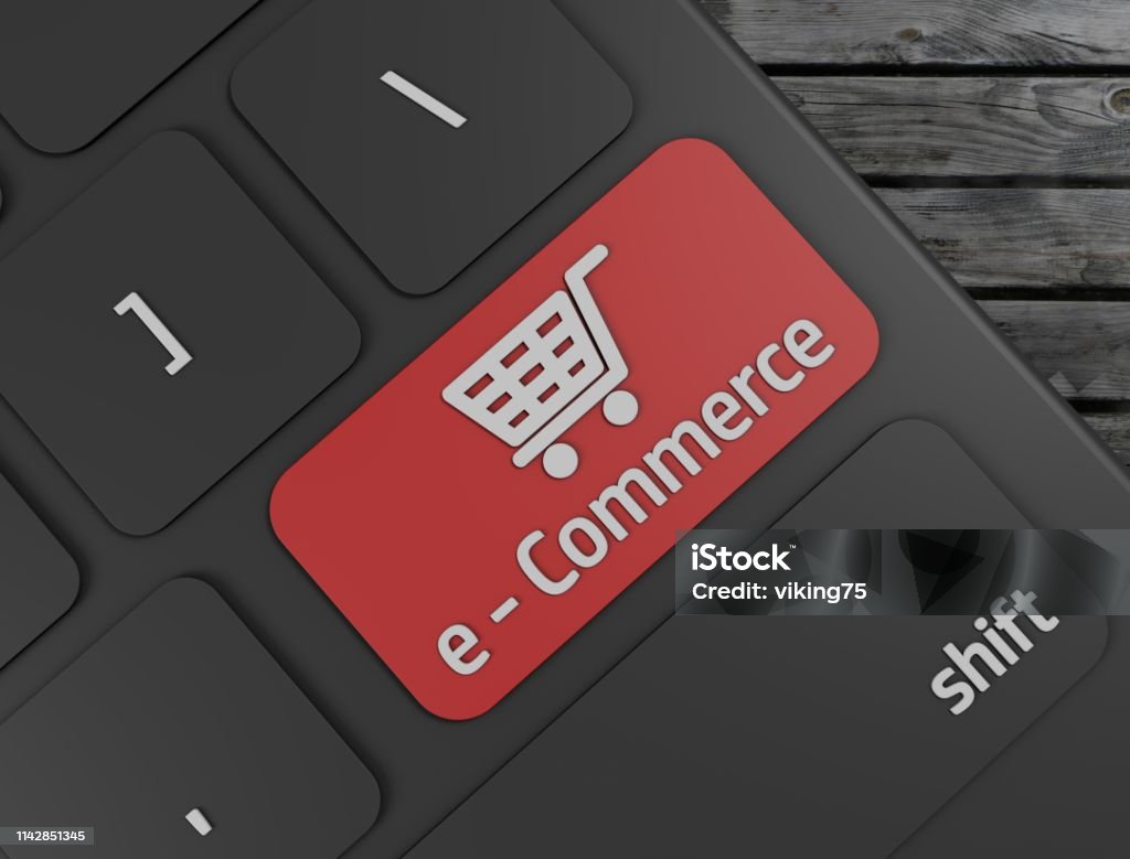 Store Button Keyboard Red Ecommerce Button On Computer Keyboard 3d Render Stock Photo ...