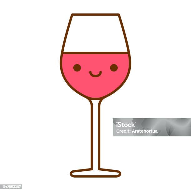 Cartoon Cute Wine Cup Icon Isolated On White Background Stock Illustration  - Download Image Now - iStock