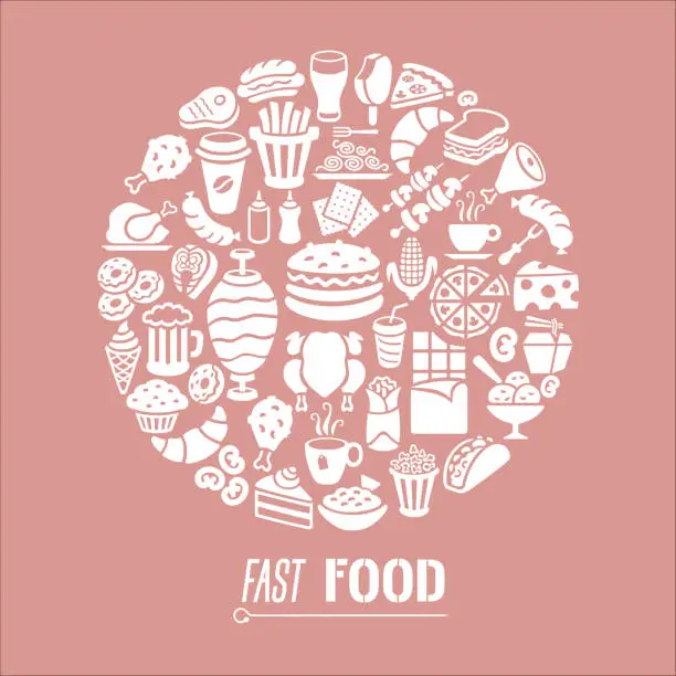 Vector illustration of Fast Food Restaurant Collage