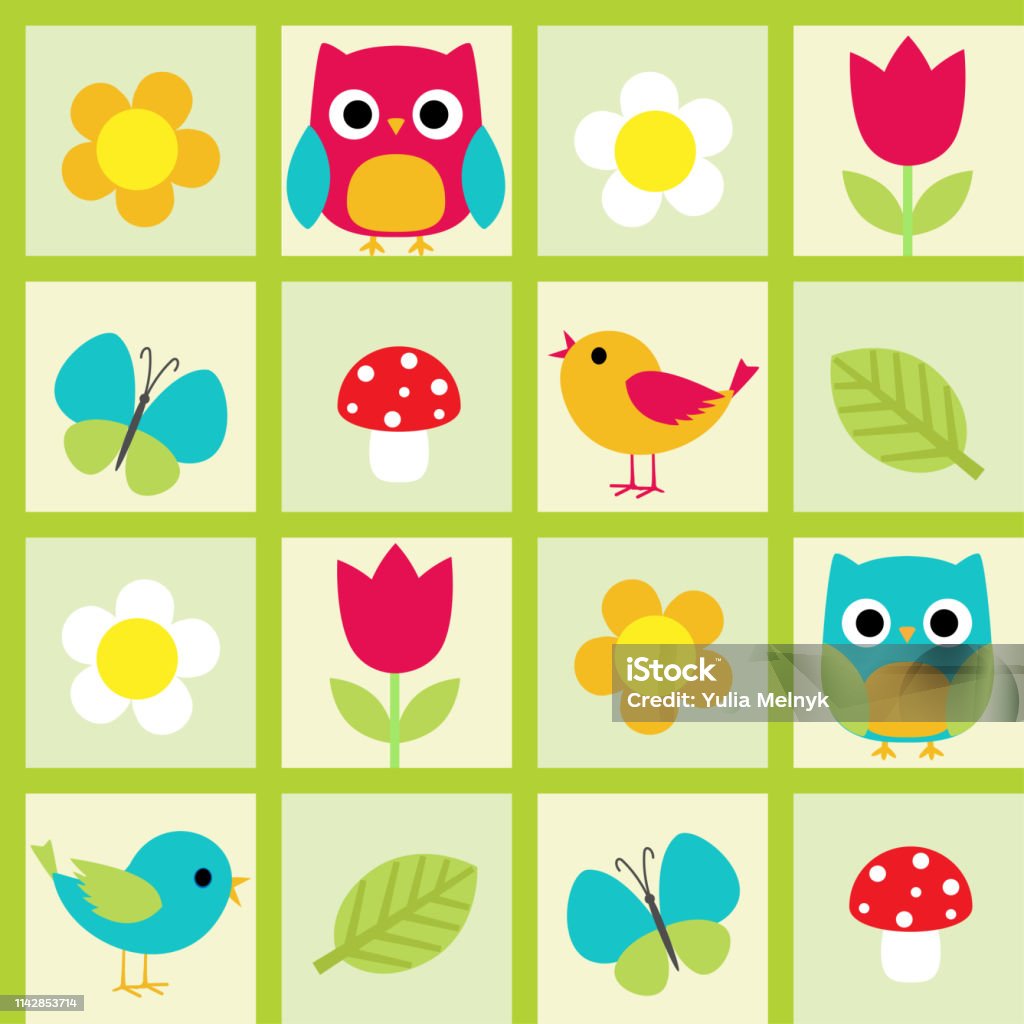 birds and flowers Seamless vector pattern with birds and flowers Animal stock vector