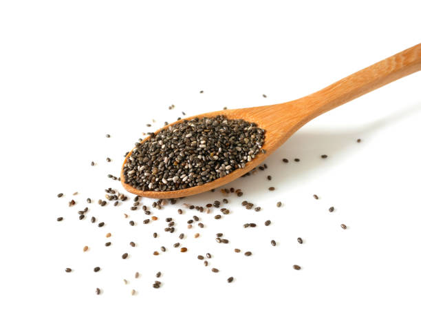 istock Chia seeds in wooden spoon 1142854768