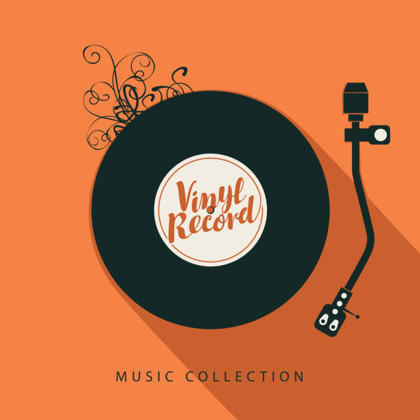 plakat muzyczny z płytą winylową i odtwarzaczem - folk music audio stock illustrations