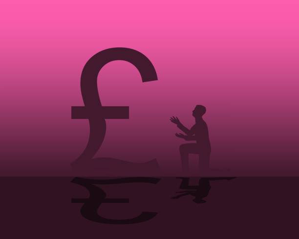 ilustrações de stock, clip art, desenhos animados e ícones de businessman in prayer pose. - gift currency british currency pound symbol