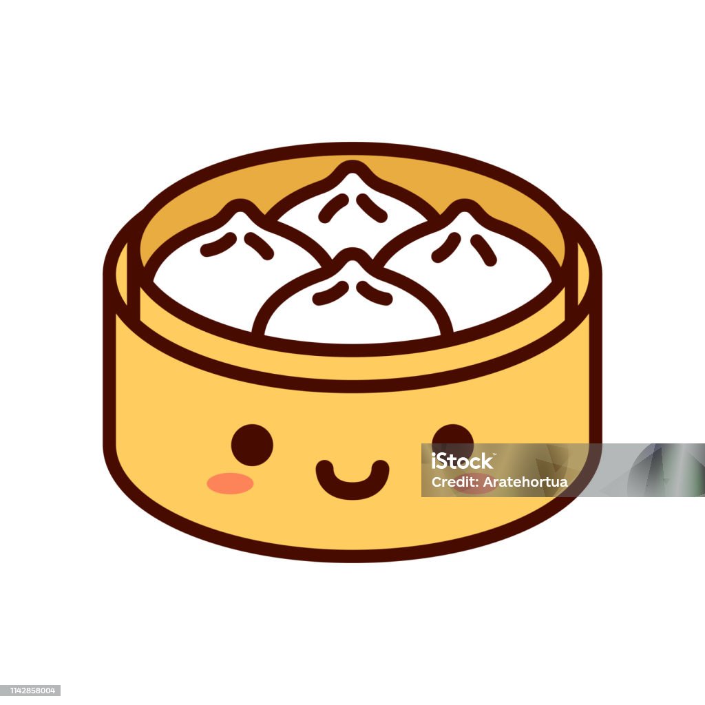 Cartoon Dim Sum Emoji Icon Isolated Stock Illustration - Download Image Now  - Dumpling, Avatar, Art - iStock