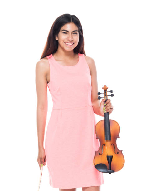 Beautiful young latina playing the violin