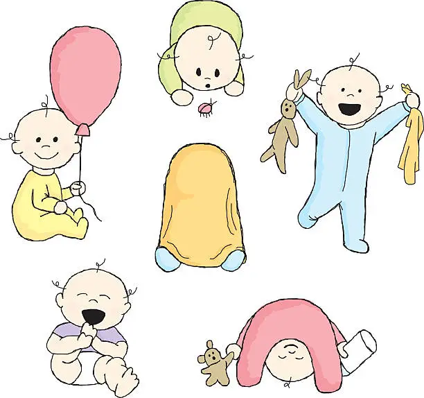 Vector illustration of Doodle Babies