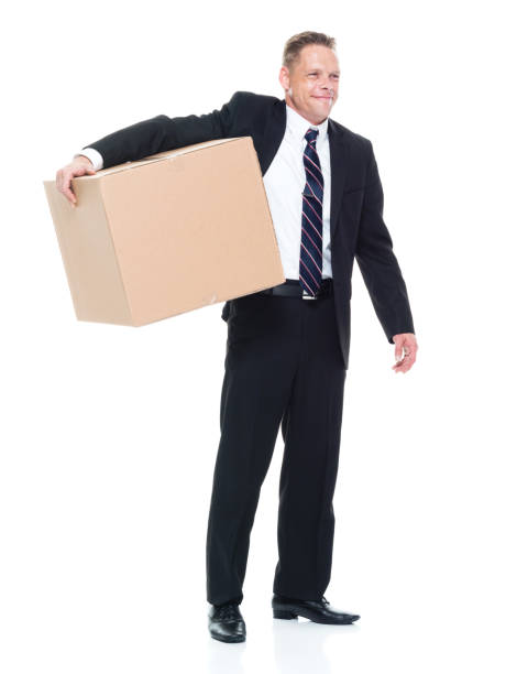 istock Businessman is holding a box one hand 1142861109
