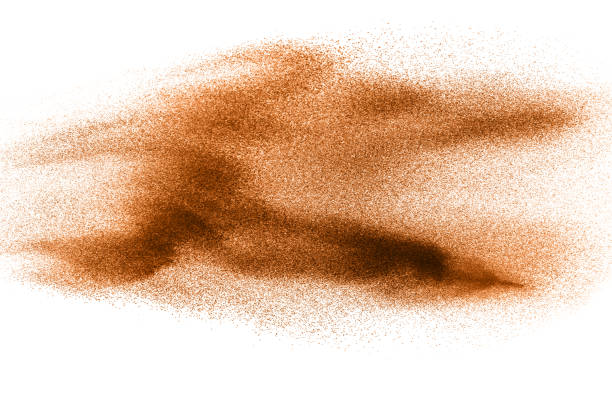 istock Brown dry river sand explosion isolated on white background. Abstract sand splashing. 1142866526