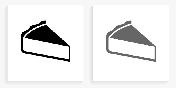 illustrazioni stock, clip art, cartoni animati e icone di tendenza di icona quadrata in bianco e nero della torta affettata - cheesecake