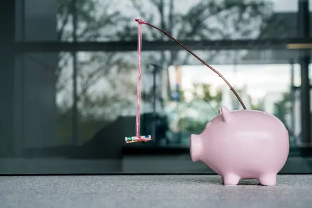 Photo of Piggy bank With a Money Carrot stick