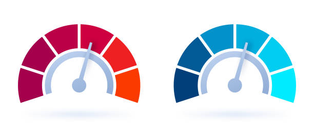 illustrazioni stock, clip art, cartoni animati e icone di tendenza di indicatori caldi e freddi - report history debt finance