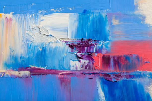 peintures abstraites. peinture à l’huile dessiné à la main. texture de couleur. - modern art art abstract blue photos et images de collection