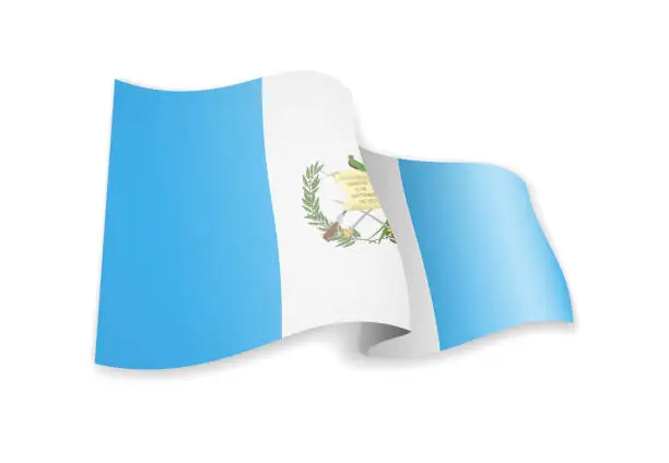 Vector illustration of Guatemala flag in the wind. Flag on white vector illustration