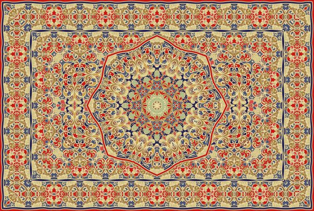 ilustrações de stock, clip art, desenhos animados e ícones de persian colored carpet. - carpet rug persian rug persian culture