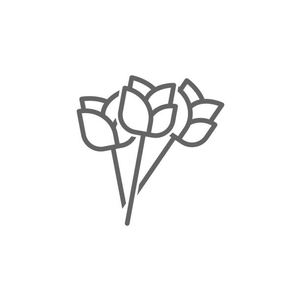 ilustrações de stock, clip art, desenhos animados e ícones de mothers day flowers outline icon. element of mothers day illustration icon. signs and symbols can be used for web, logo, mobile app, ui, ux - invitation love shape botany