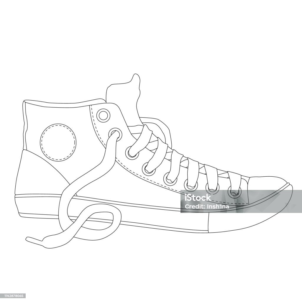 pair of sneakers coloring page for adults Shoe stock vector
