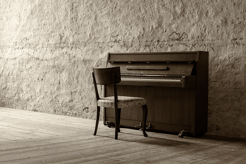 Piano in ancient room
