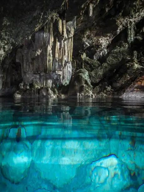 beautiful crystal clear water cave near varadero in cuba.