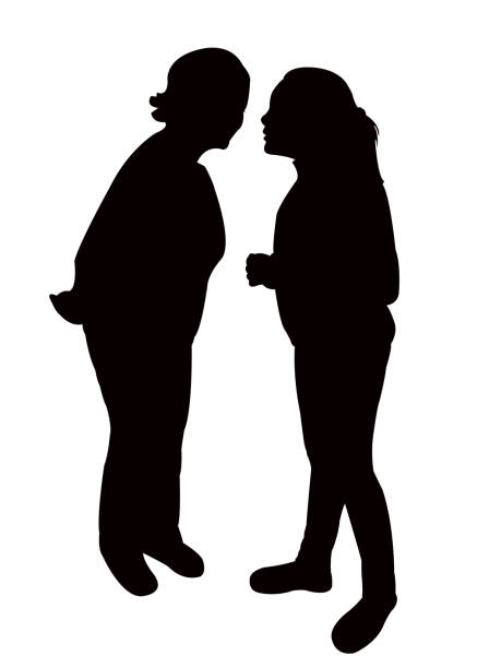 women talking silhouette vector women talking silhouette vector old ladies gossiping stock illustrations