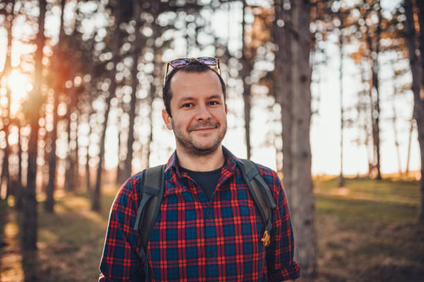 istock Happy hiker in the forest 1142890320
