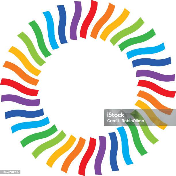 Ribbon Strips Rainbow Circle Stock Illustration - Download Image Now - Pinwheel Toy, Vector, Rainbow