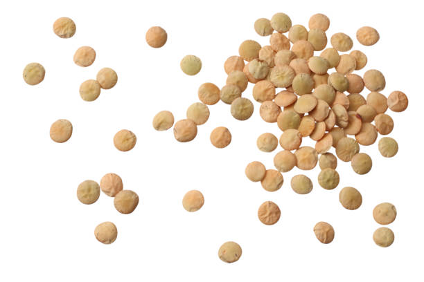 istock Pile lentil isolated on white background. Top view. 1142891282
