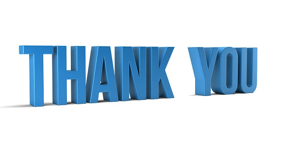 Thank you word in blue color. 3D Render illustration in white background - Illustration