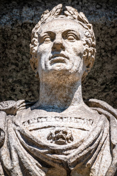 Close up of a granite carved face