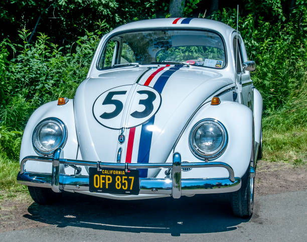Moncton, New Brunswick, Canada - July 11, 2009 : 1962 VW Beetle made to be a replica of movie car, Herbie the Love Bug on display in Centennial Park at  Atlantic Nationals Automotive  Extravaganza.