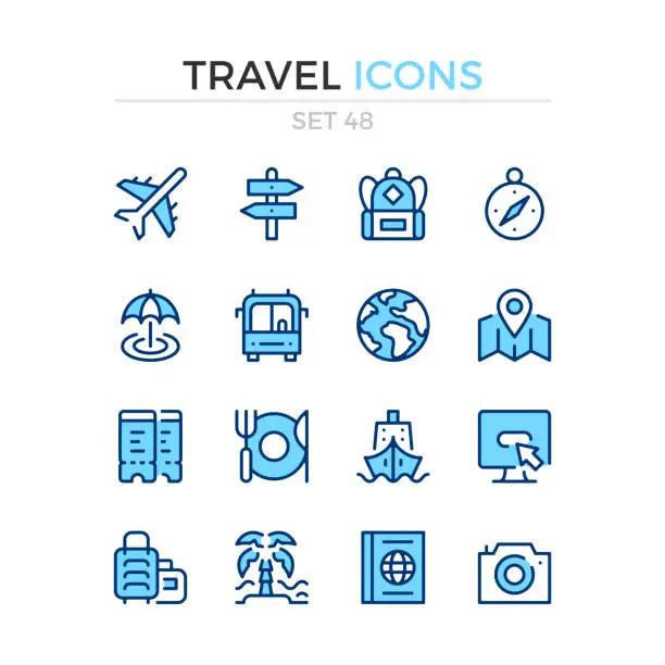 Vector illustration of Travel icons. Vector line icons set. Premium quality. Simple thin line design. Modern outline symbols, linear stroke pictograms.