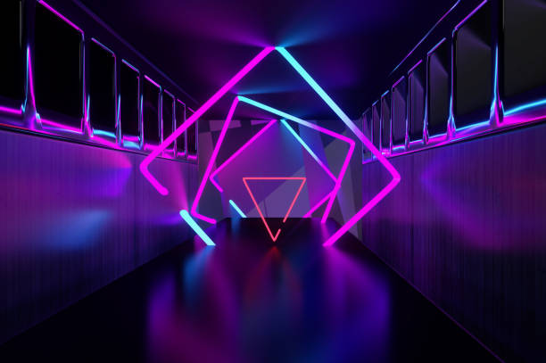 istock abstract background, square portal, glowing lines tunnel neon lights 1142898004