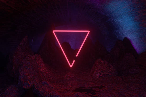 istock abstract background, square portal, glowing lines tunnel neon lights 1142898822