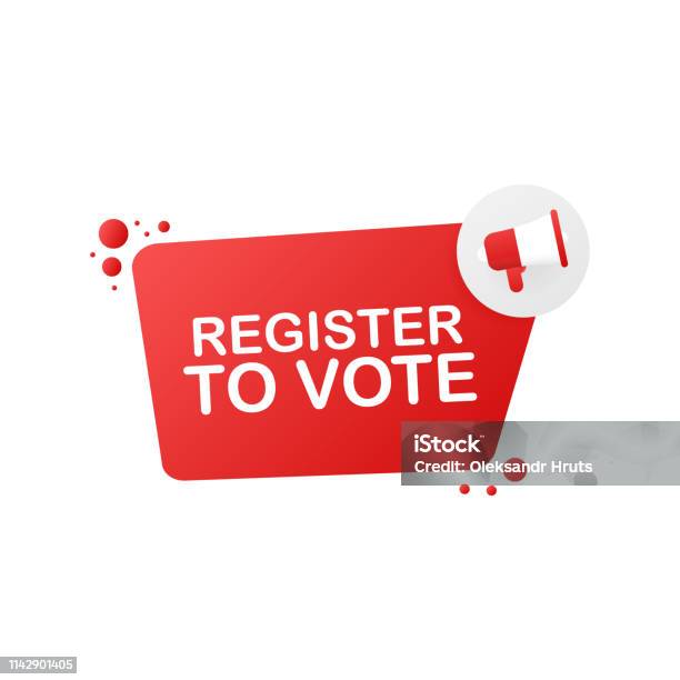 Megaphone Hand Business Concept With Text Register To Vote Vector Illustration Stock Illustration - Download Image Now