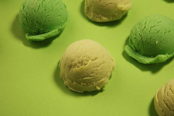 istock Green tea matcha mint ice cream with coconut milk. 1142901678
