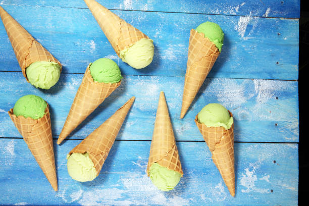 istock Green tea matcha mint ice cream with coconut milk. 1142902691