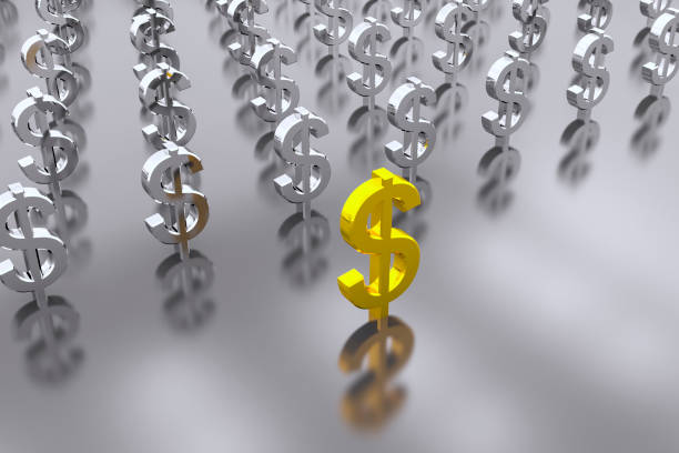 istock Gold Dollar Sign Standing Out From the Crowd 1142904345