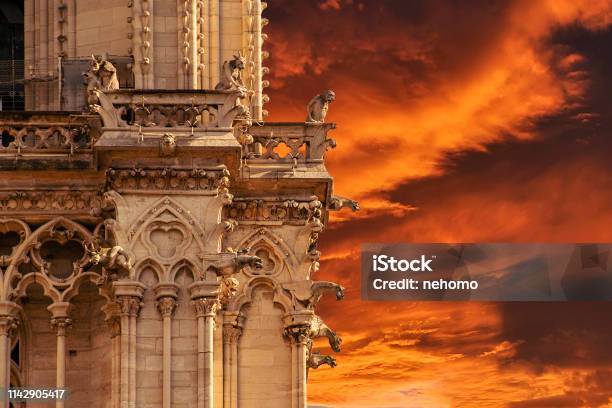 Cathedral Notre Dame Paris Stock Photo - Download Image Now - Notre Dame de Paris, Fire - Natural Phenomenon, Paris - France