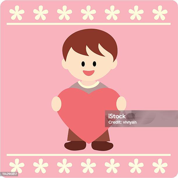 Boy Holding A Heart For Love Stock Illustration - Download Image Now - Beautiful People, Beauty In Nature, Blank