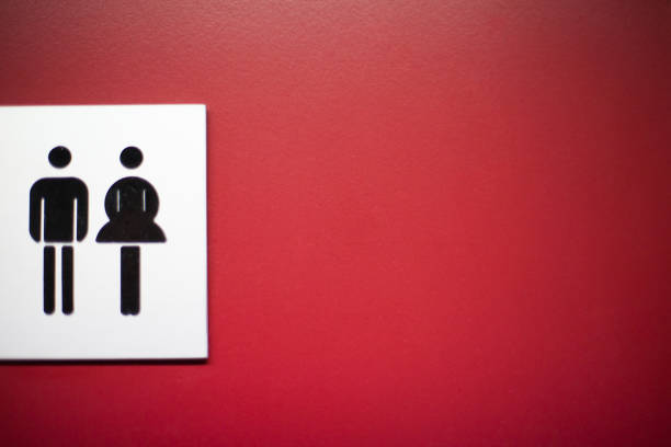 istock Public Restroom Sign on Red Door 1142909209