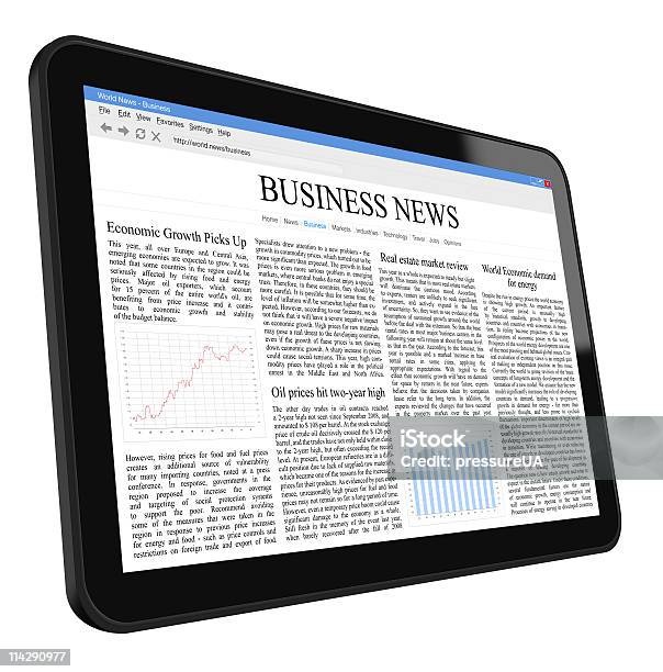 Foto de Notícias De Negócios Em Tablet Pc e mais fotos de stock de Criação Digital - Criação Digital, Display Digital, Jornal