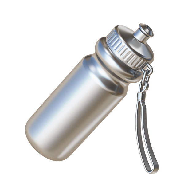 istock Silver sport water bottle angled 3D 1142910217